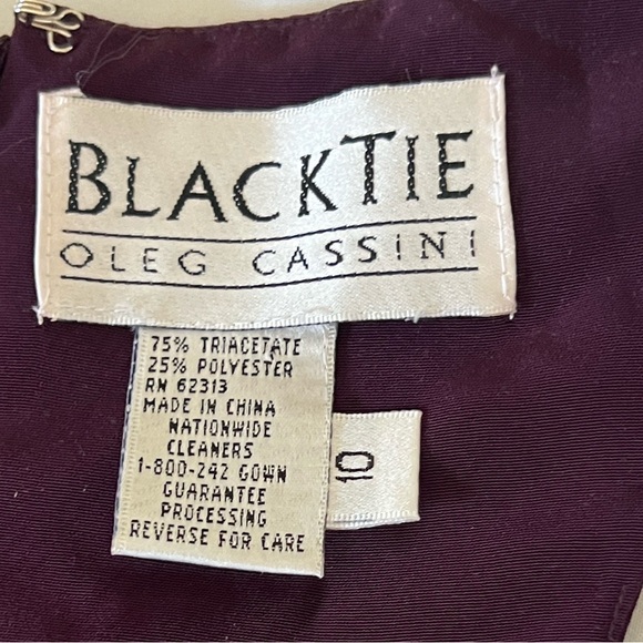 Y2K Black Tie,Oleg Cassini,Lux Plum Beaded Sequin Cocktail Evening Dress,Size 10 - Picture 3 of 10